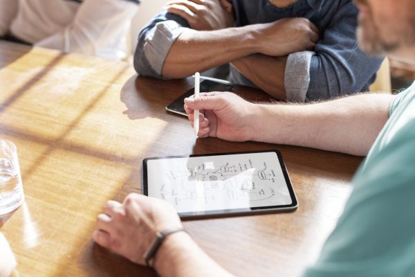 Casual business team working on a project